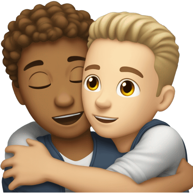 lightskin boy getting hugged from the back by white boy emoji