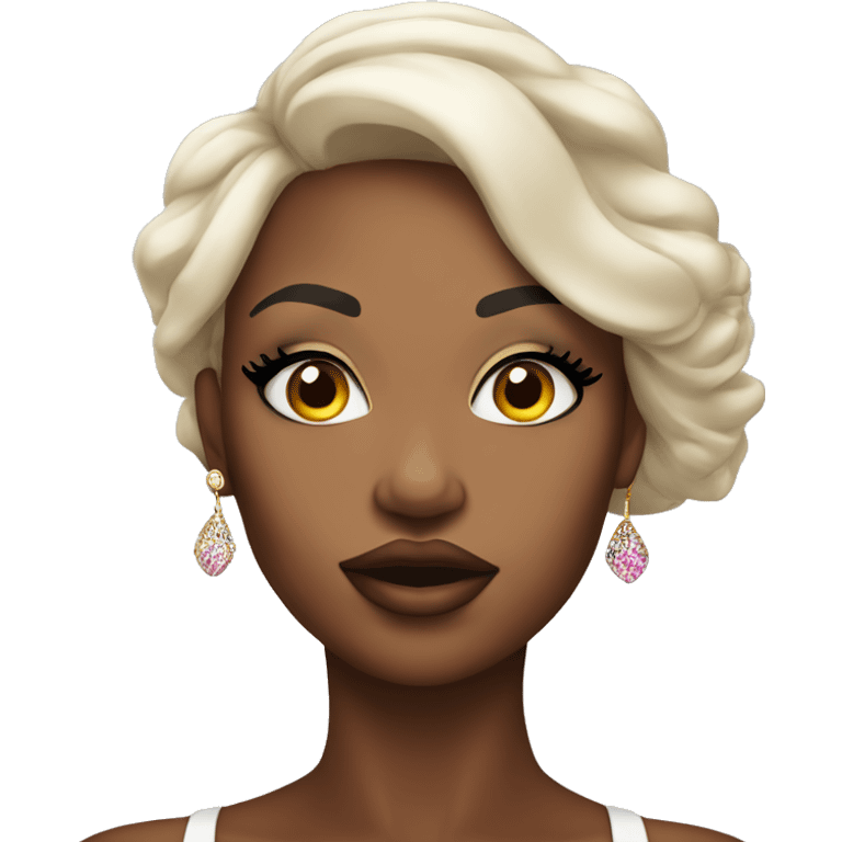 African American woman with flawless makeup blowing a kiss emoji