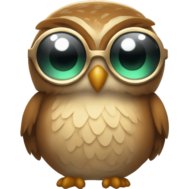 a rowlet brown owl emoji with sunglasses and a disco outfit on emoji