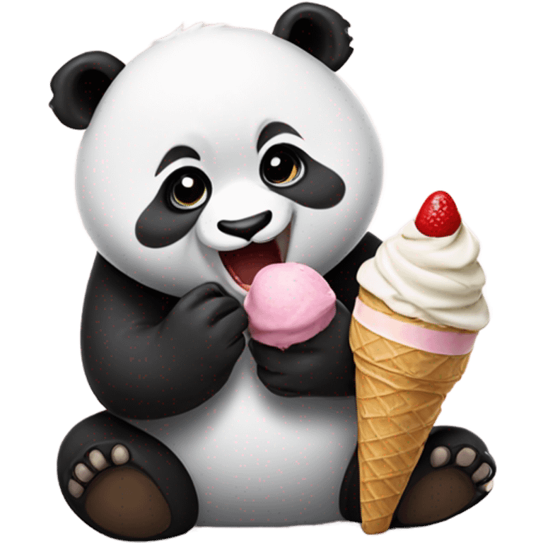 Panda eating ice cream emoji