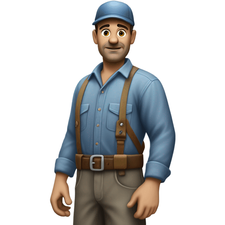 photorealistic blue collar worker 1950s emoji