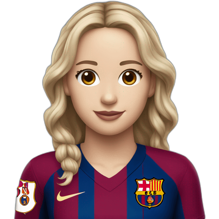 jennifer lawrence wearing fc Barcelona uniform emoji