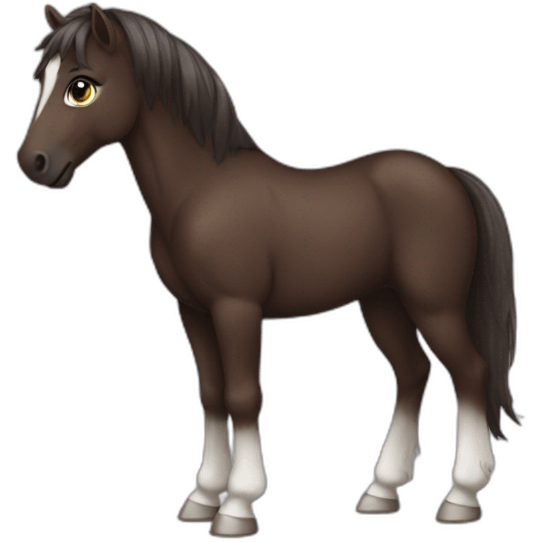 Pony  dark brown full body emoji