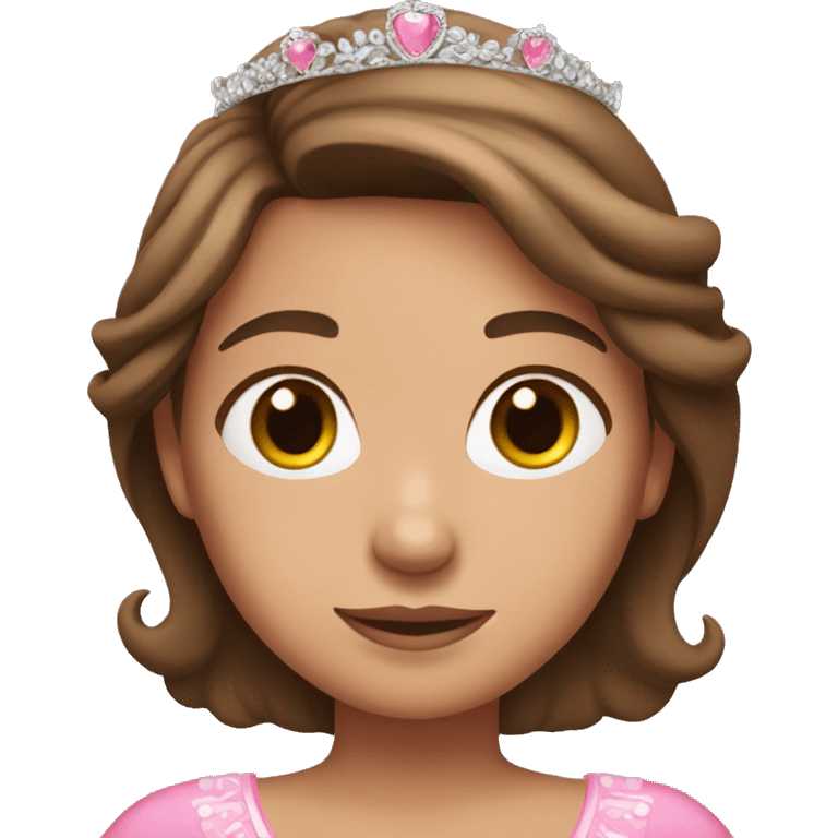 brown hair girl with a pink tiara and pink dress emoji