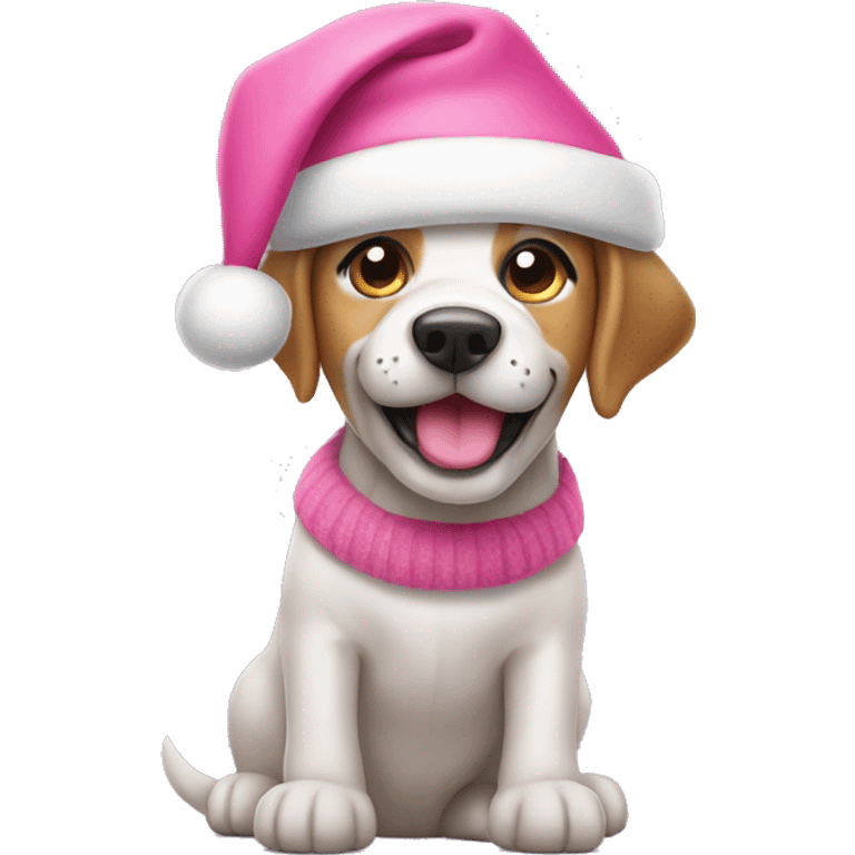 Dog wearing pink Christmas hat  emoji