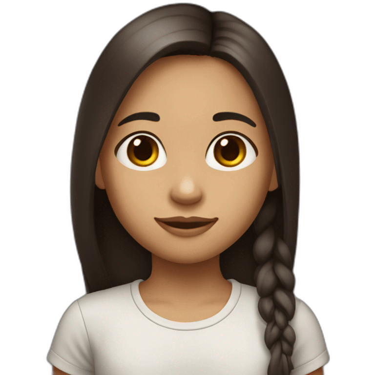 Girl approximately 10 years old, long dark brown straight hair emoji