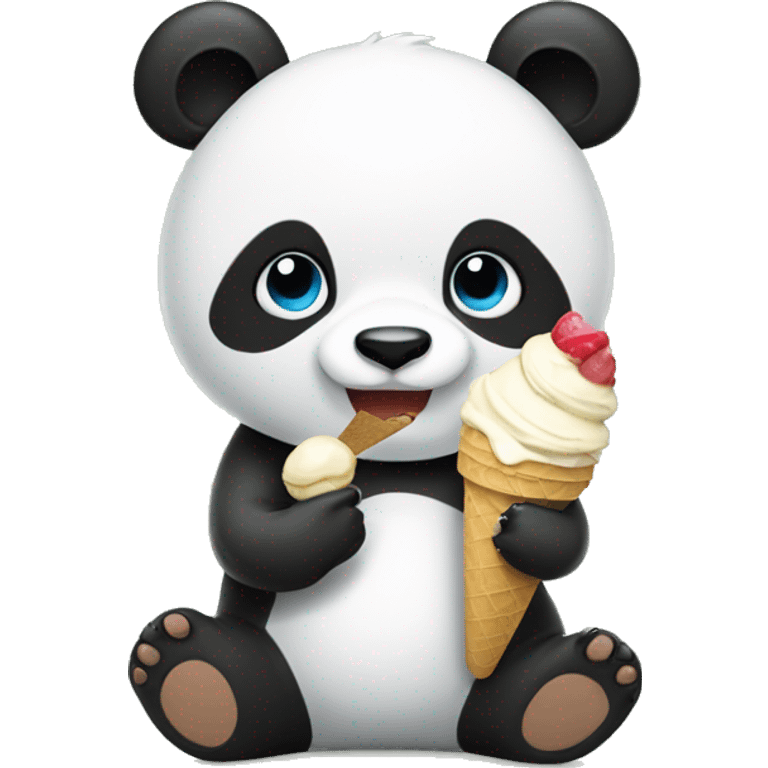 Panda eating ice cream emoji