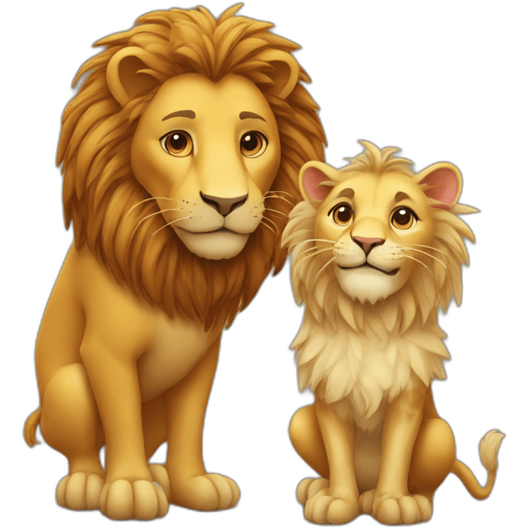 Hen and lion in love emoji