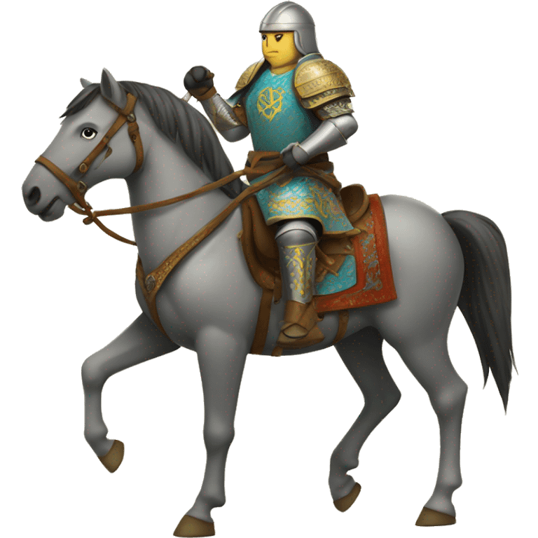 
Kazakh on horseback in armor emoji