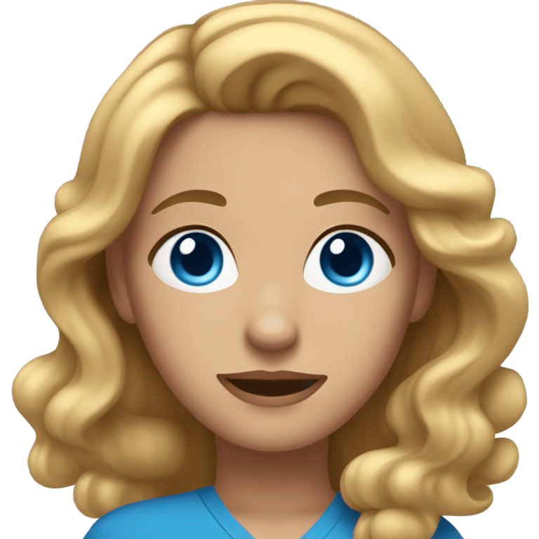 brown blonde wavy hair blue eyes woman emoji