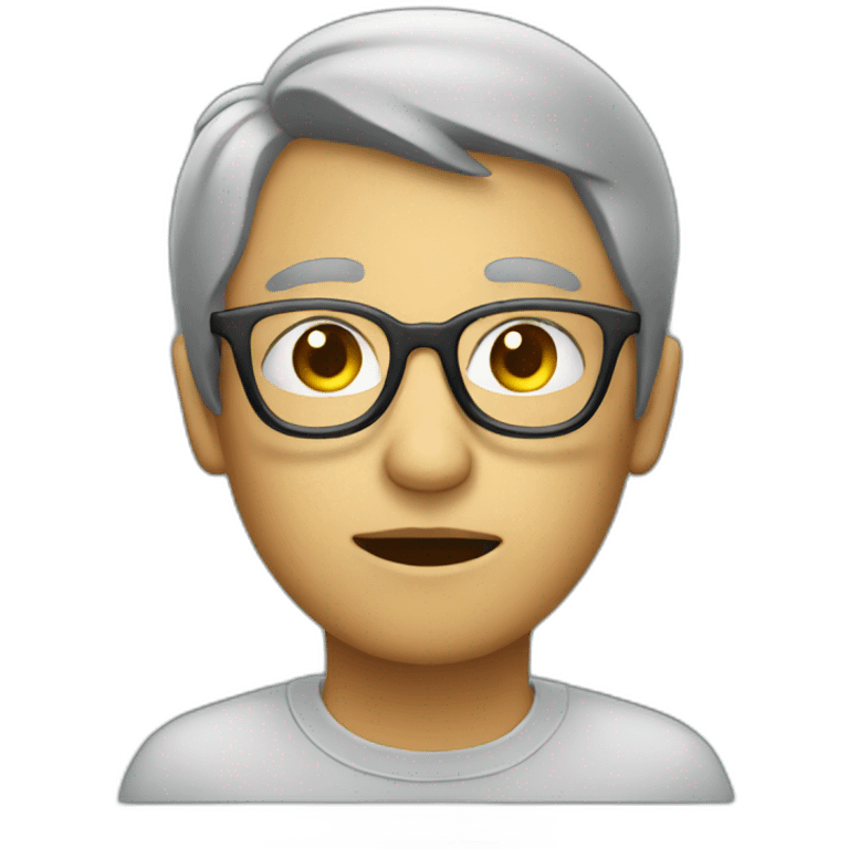 human in glasses with grey skin thinking emoji