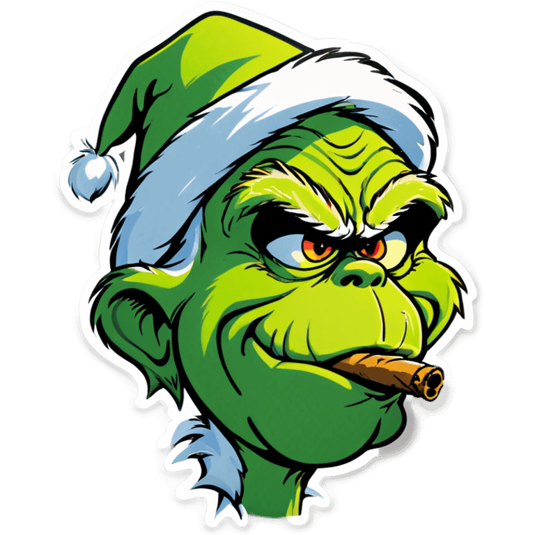 The grinch with a joint in his mouth emoji