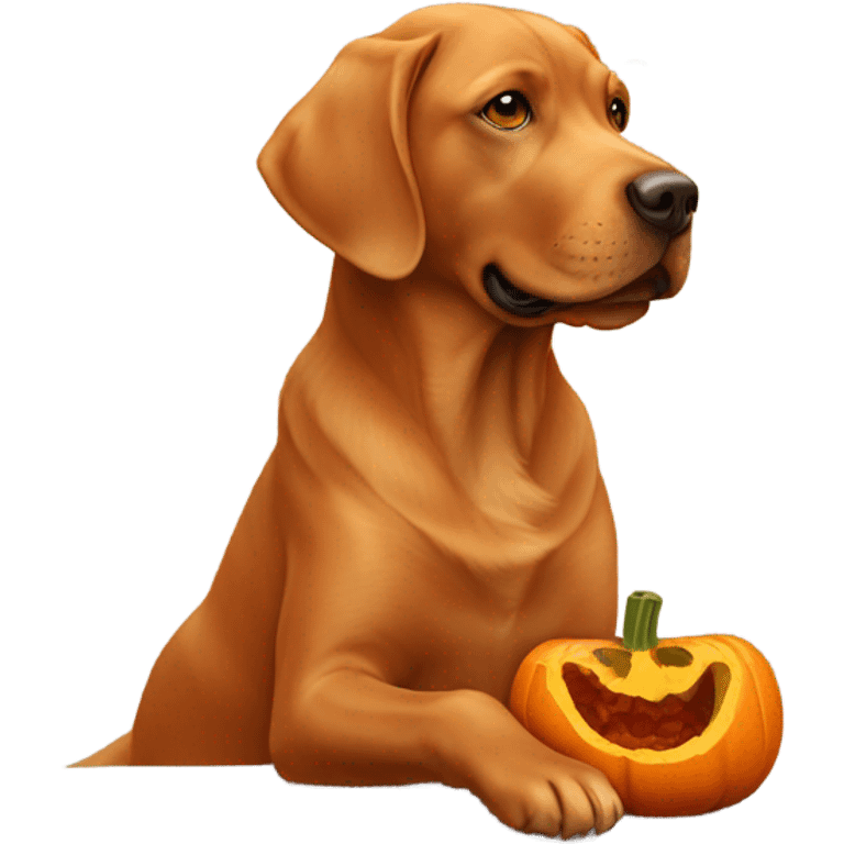 Red lab eating pumpkin emoji