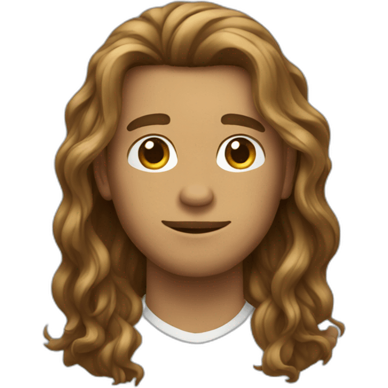 Young brown wavy long hair man emoji