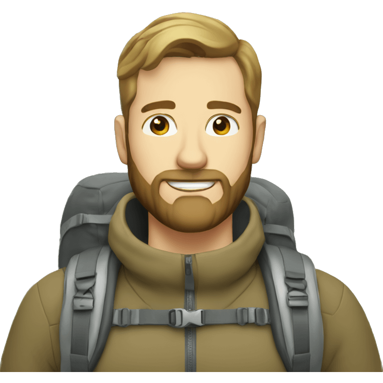 40 year old white guy with beard Hiking a mountain emoji