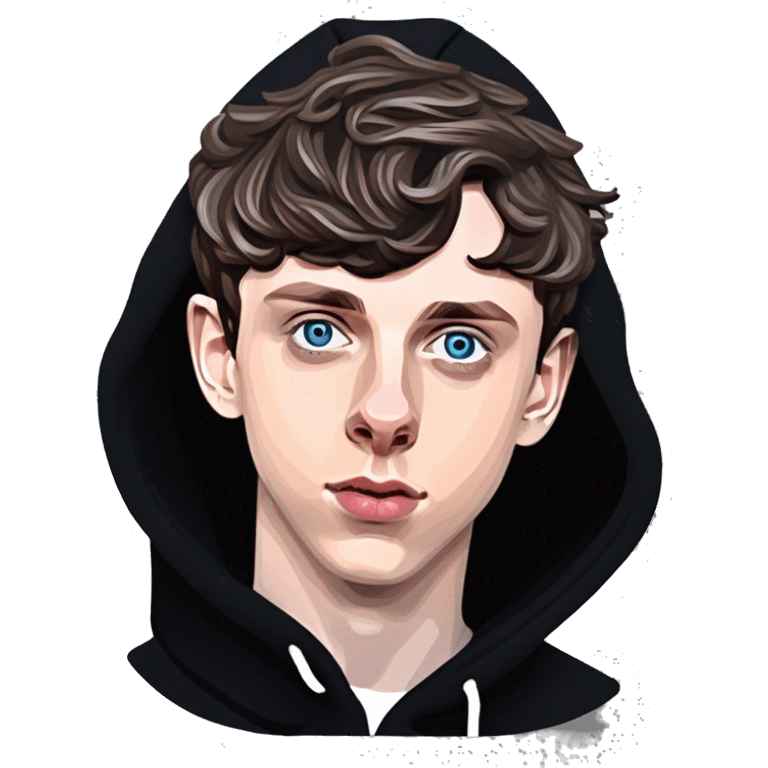 troye sivan dark hair wearing a hoodie emoji