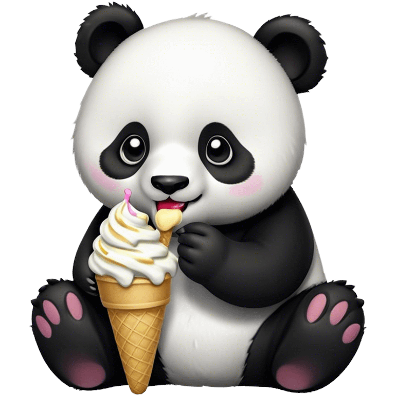 Panda eating ice cream emoji