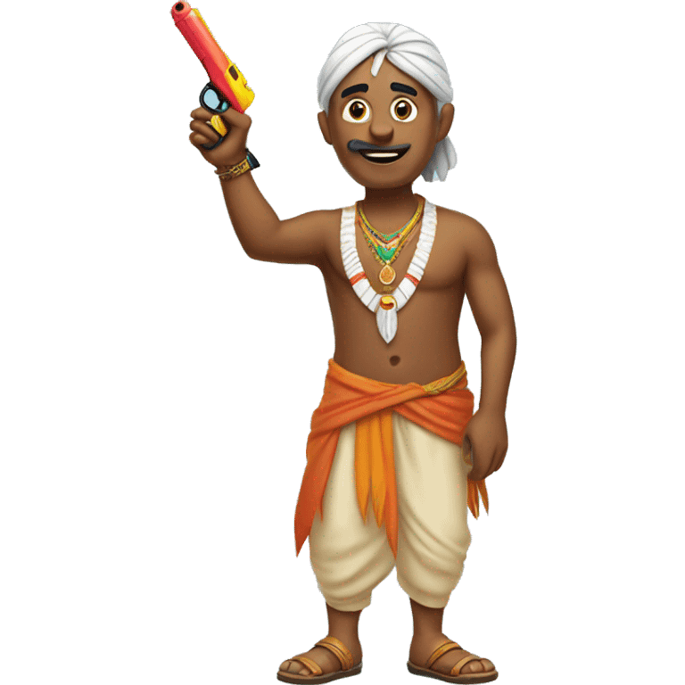 standing indian man pointing a watergun emoji