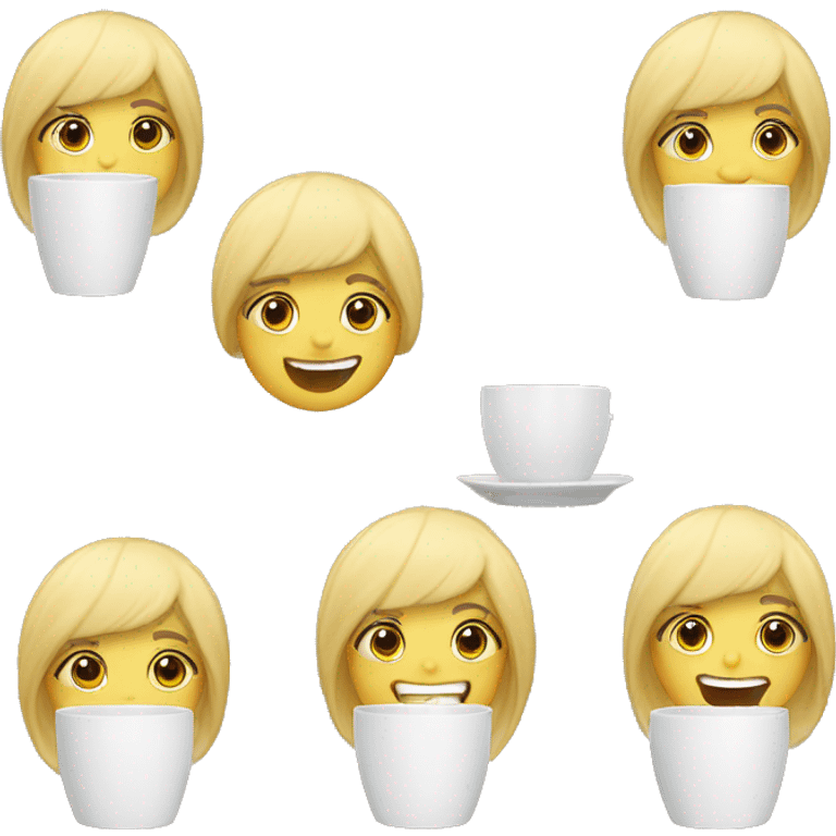 Cup with blonde wig smiling emoji