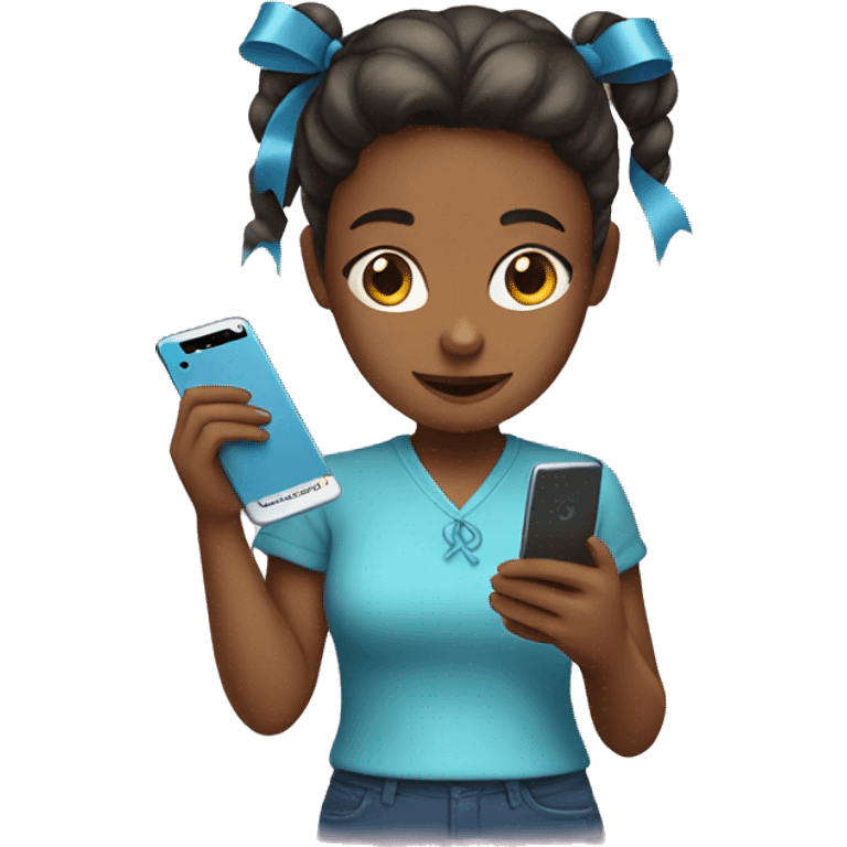 girl with ribbon holding a phone  emoji