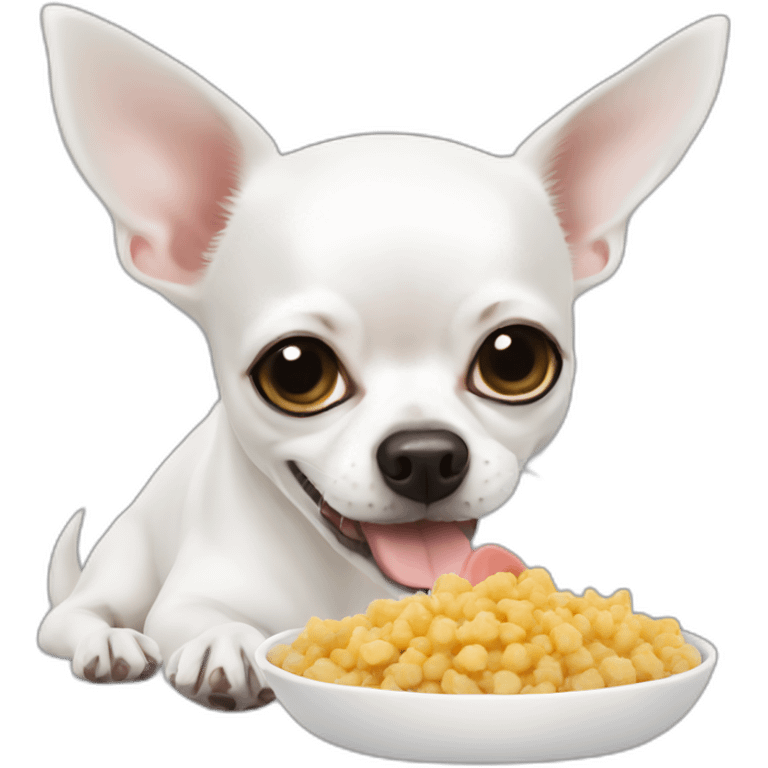 white chihuahua eating dog foot emoji