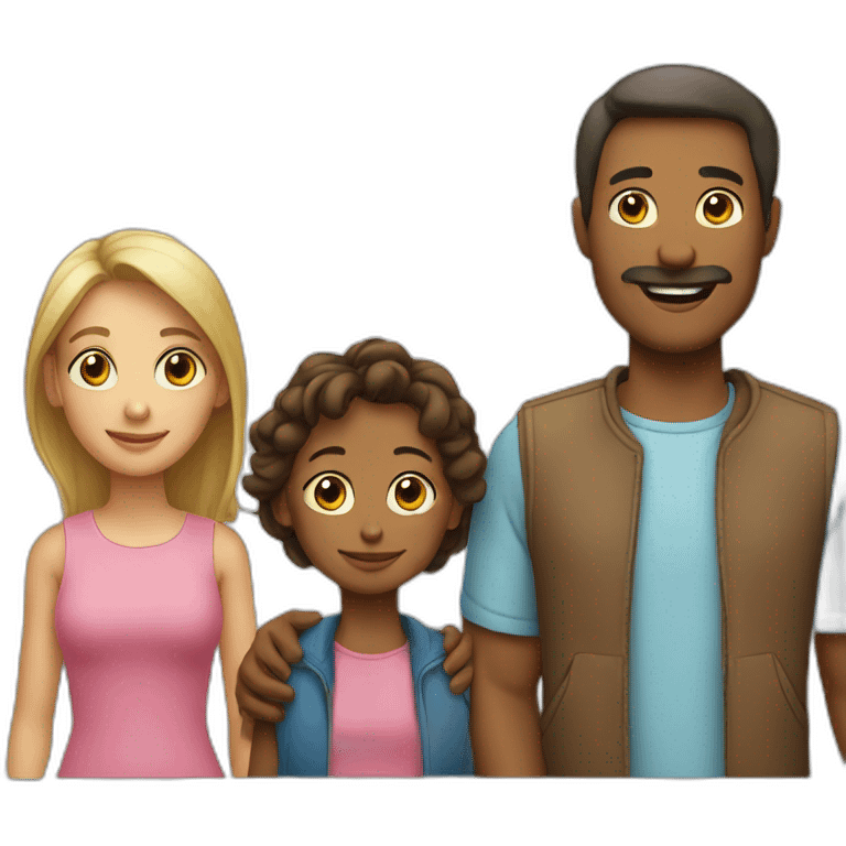 father, mother, teenager boy, small girl emoji