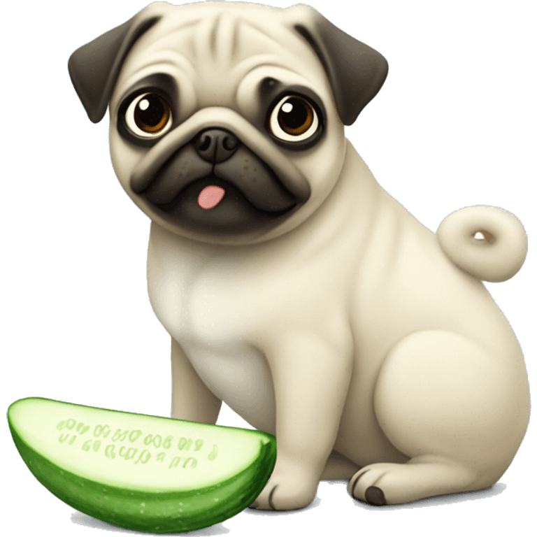 Pug of ivory eats cucumber emoji