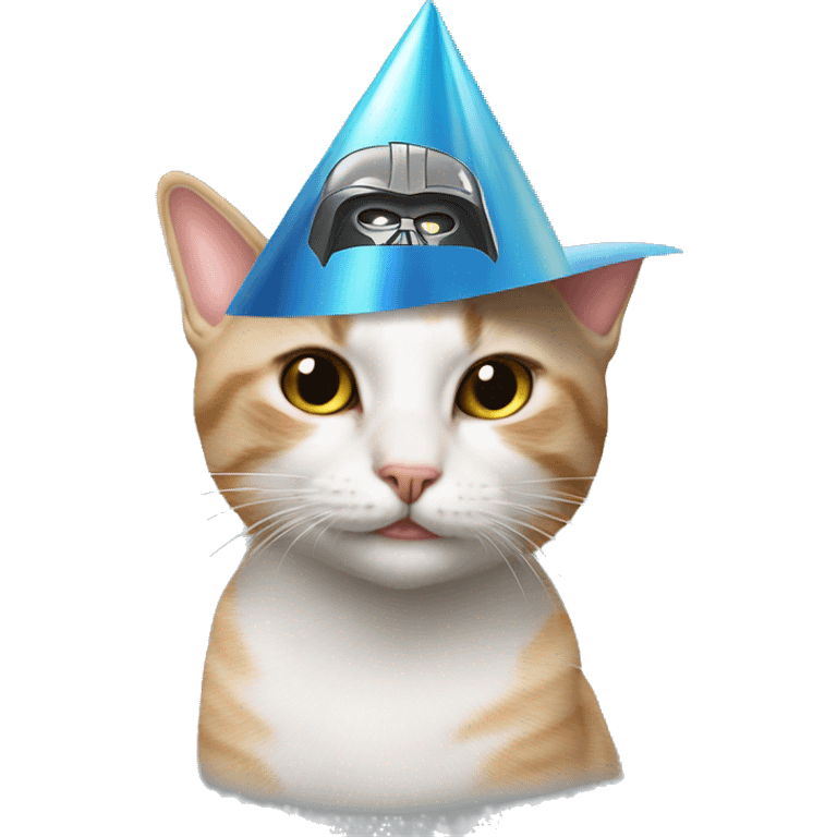 cat wearing a birthday hat at a star wars birthday party emoji