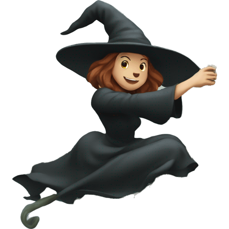 witch on giant aspargus flying emoji