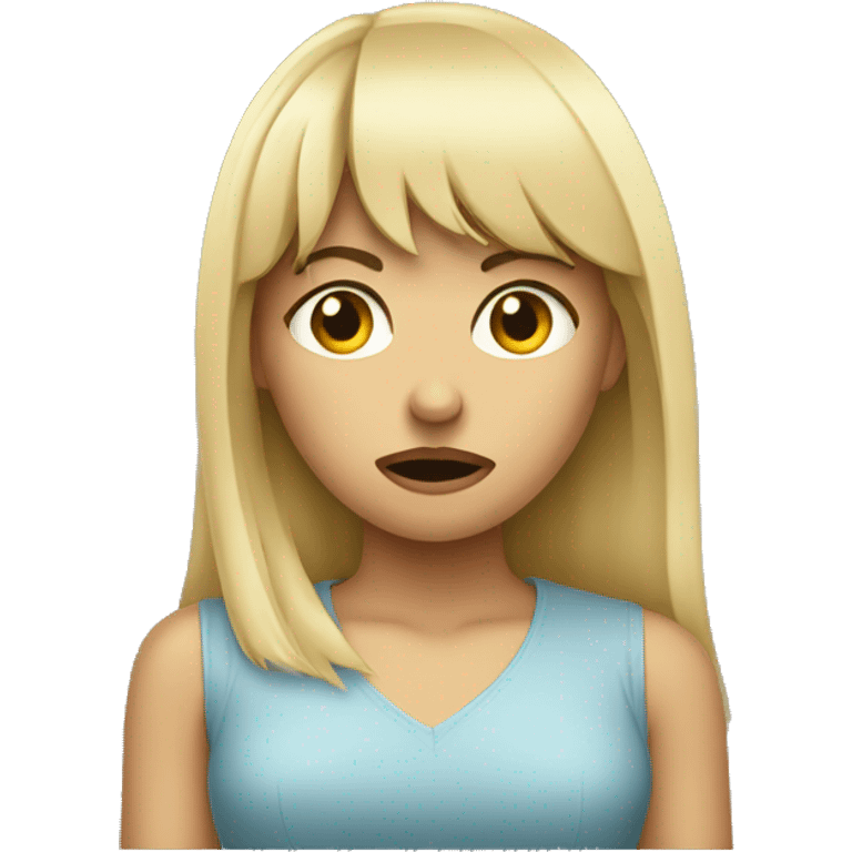 blonde girl with bangs being disgusted  emoji