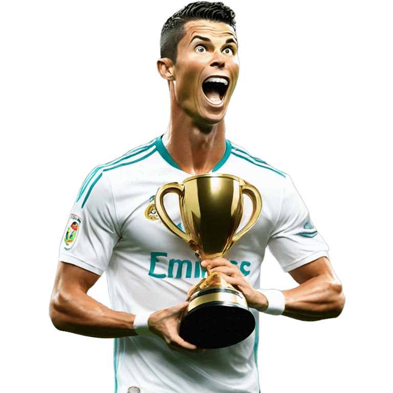 cristiano ronaldo, screaming, trophy emoji