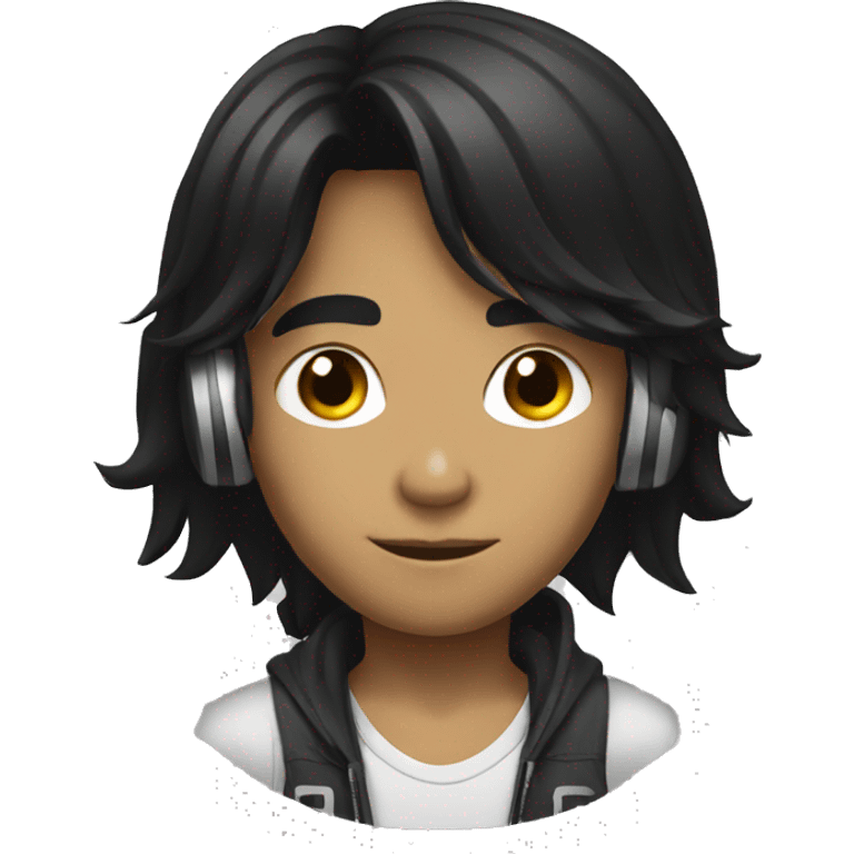 long black hair boy dj  emoji