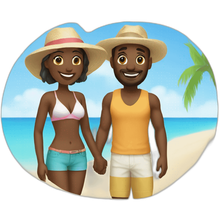 beach vacation couple emoji