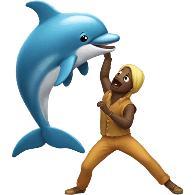 Dancing puppet fighting a dolphin  emoji