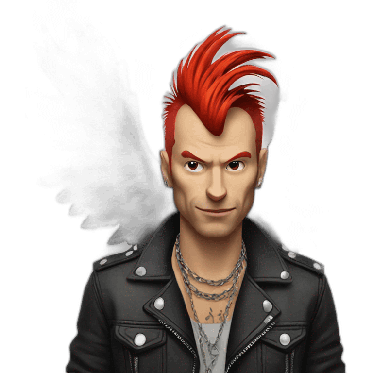 Punk rock rooster man with chicken feet emoji