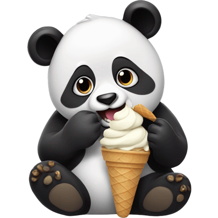 Panda eating ice cream emoji