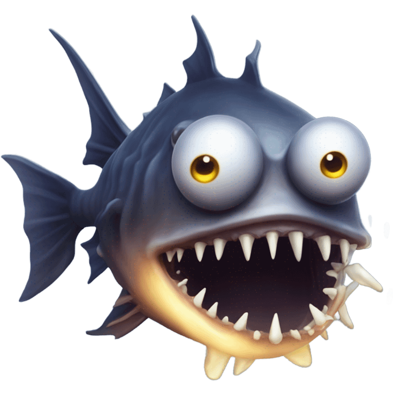 Anglerfish with glowing lure, sharp teeth, and big eyes. emoji