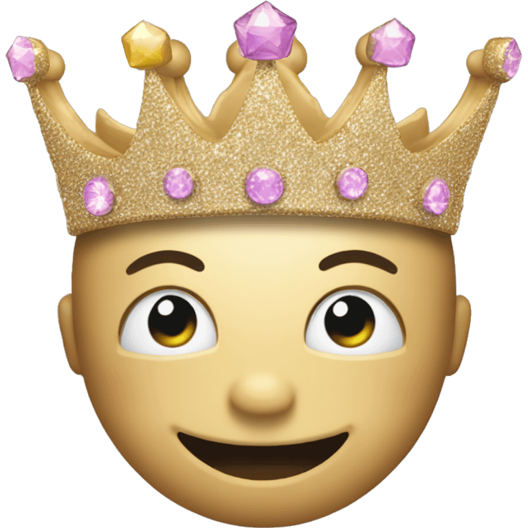 glittery crown with happy smile and happy eyes on the crown a crown emoji emoji