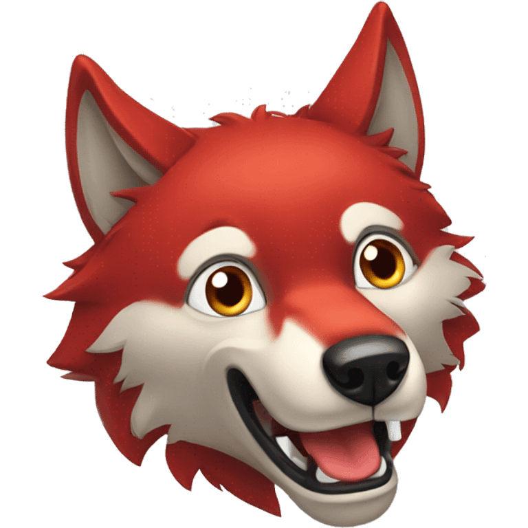 Red suprised wolf emoji