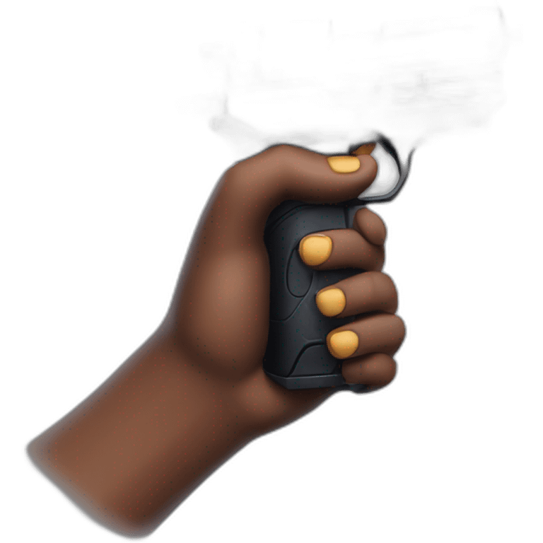 manicured hand pointing big scary detailed blacknerf gun emoji