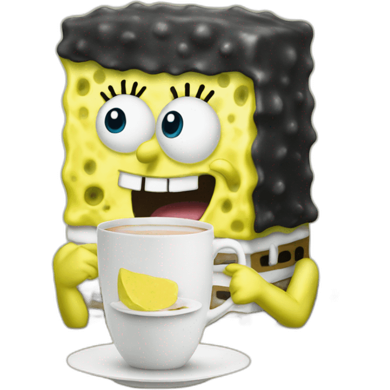 Spongebob drinking tea emoji