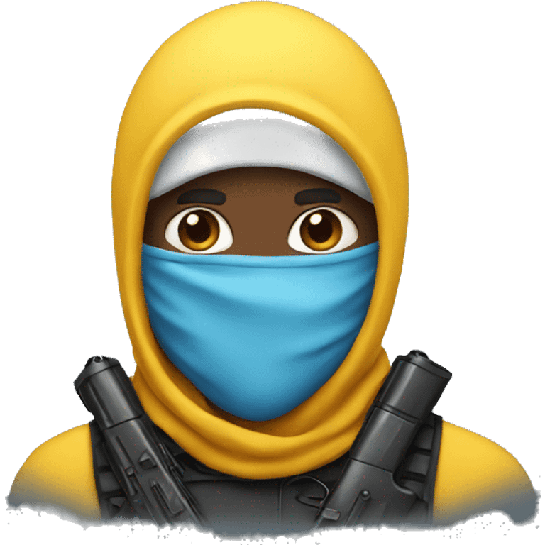 Guy wearing a balaclava with a water gun emoji