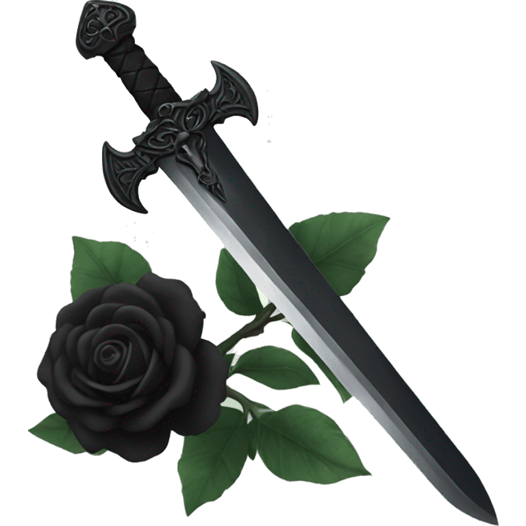 black sword with black roses emoji