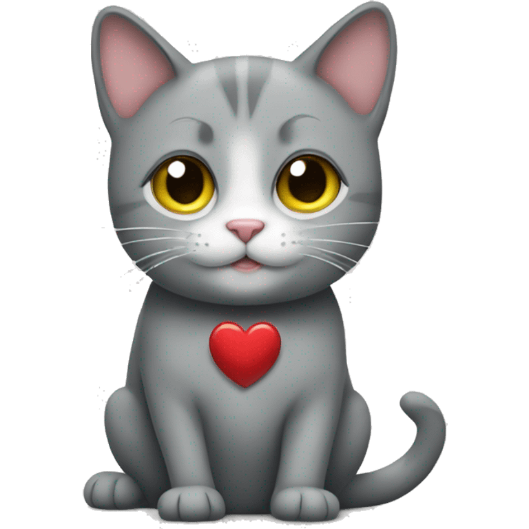 Heart with gray cat emoji