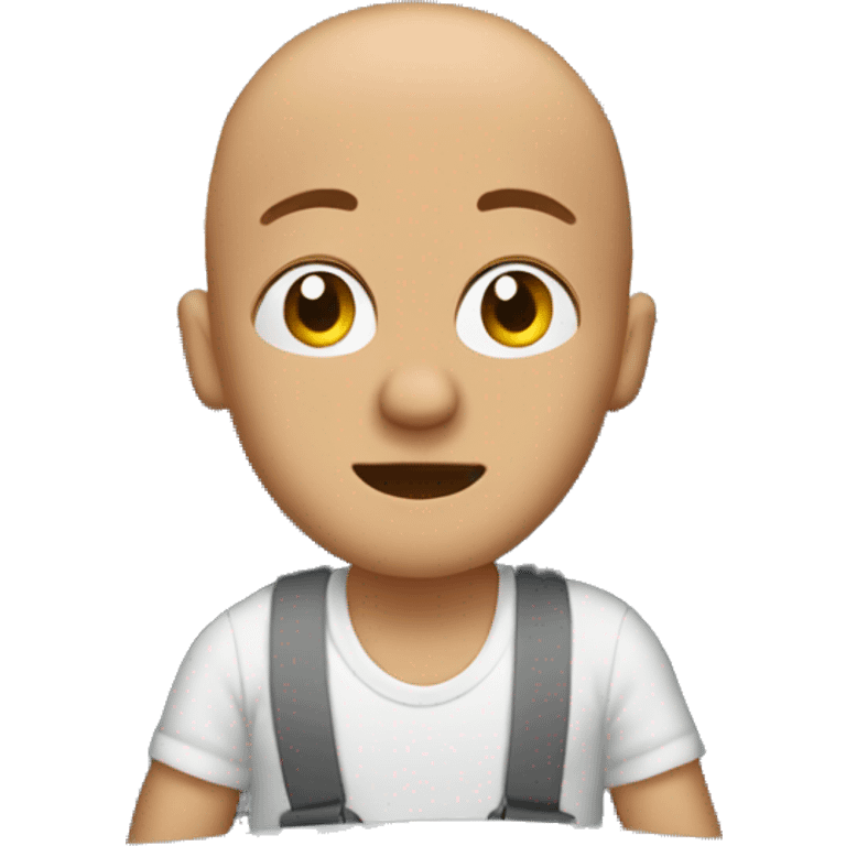 bald boy in car interior with bow on head emoji