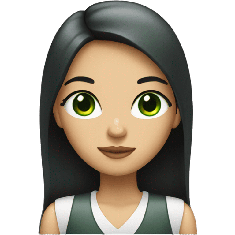 Girl with black straight hair and green eyes emoji