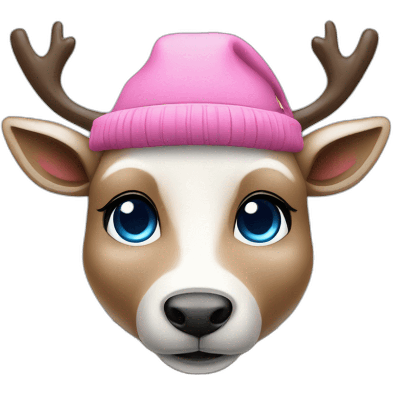 humanoid-reindeer-with-blue-nose-pink-hat-chibi emoji