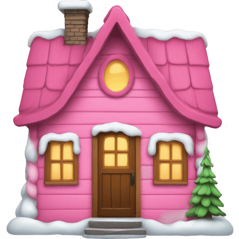 Pink christmas cabin emoji