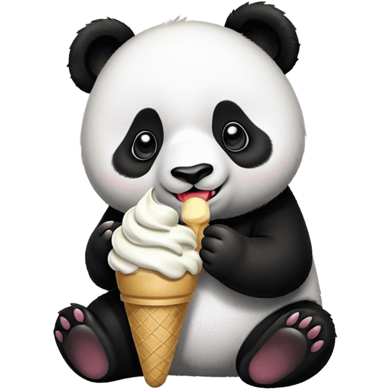 Panda eating ice cream emoji