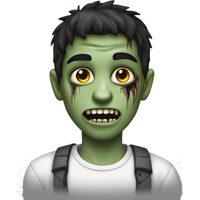 teen boy zombie with dark hair and white shirt emoji